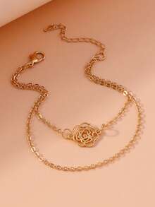 1 件时尚花卉双层空心玫瑰手链