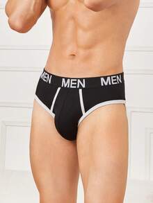 FINETOO 5 件男士基本款内裤，字母腰带撞色装饰休闲低腰男士三角裤 - 彩色 - 查看 3