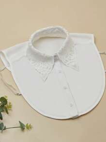 1 件女士刺绣蕾丝领，经典时尚雪纺假领，适合运动衫/运动衫，黑色和白色