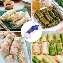 1pc Plastic Vegetable & Meat Roller, Sushi Maker Kitchen Tool For Home Use - Blue and White - View 5