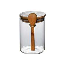Glass Storage Jars With Bamboo Lids & Spoons Set, Airtight Containers For Kitchen Pantry, Ideal For Storing Spices, Nuts, Herbs