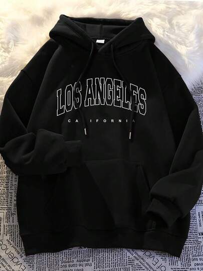 Sudadera con capucha para hombres de Los Ángeles California - Estilo de moda urbana, ajuste holgado, sudadera con cremallera, manga larga, patrón geométrico, mezcla de 260g, perfecta para uso casual y diario, sudadera oversized
