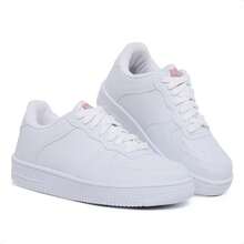 Tênis Feminino Social Casual Sapatênis Sneakers  Force Conforto com Meias Sapatilhas - Branco - Visão 6
