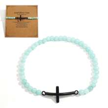 Bracciale da uomo con croce in metallo color acciaio, accessori metallici cool e hardcore con perline di calcedonio rosso cremisi lucido da 4 mm e pietre preziose