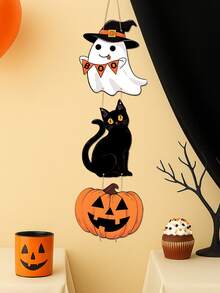 1 Set Halloween Paper Door Hanging Decorations, Halloween Pumpkin Ghost Door Sign, Paper Banner, Halloween Welcome Plaque, Hanging Flag Banner, Door Decor, Hanging Flag, Happy Halloween Door Decor, Halloween Decorations, Halloween Party Backdrop Decor, Halloween Trick Or Treat Decor, Halloween Party Supplies, Home Decor, Room Decor, Wall Decor, Halloween Party Favors, Party Gifts - Cute Ghost Black Cat Pumpkin - View 9