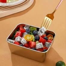 3-Piece Stainless Steel Bento Boxes With Lids, Leak-Proof Food Storage Containers, Multi-Function,  Flip Top, Reusable, Rectangular Lunch Boxes For Meal Prep, Gym, Studio, Picnic - Bạc - Xem 4