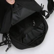 时尚男士斜挎包，巴黎风牛津布竖款方形单肩包，大容量，可调节肩带 - 黑色 - 黑色 - 查看 8