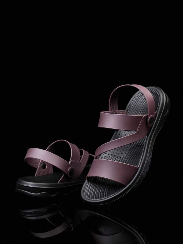 Men's Thick Sole Non-Slip Slide Sandals, Soft Sole Casual Slippers For Summer Outdoor Wear, Plus Size
