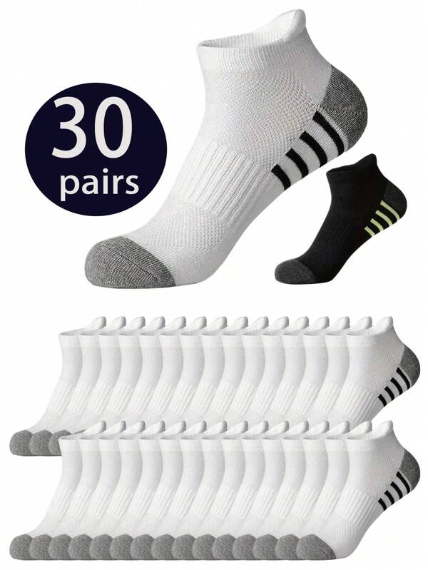6/12/18/30 pares de calcetines cortos para hombres, moda suave elástica cómoda y transpirable, calcetines deportivos, adecuados para uso diario de hombres y mujeres, calcetines neutrales cómodos y sencillos hasta el tobillo, calcetines unisex