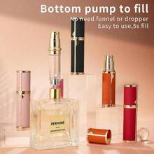 5ml Golden Refillable Perfume Atomizer - Portable Travel Spray Bottle With Leather Case, Mini Cologne Dispenser For Women & Men, Leakproof Essential Oil Bottle For Purse, Gym Bag & Travel - Hồng - Xem 3