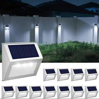 2 piezas/12 piezas Luces solares para exteriores, 2 piezas/Paquete de 12 luces solares para terrazas, Luces solares para cercas, patios, jardines, senderos, blanco frío, IP44 a prueba de agua