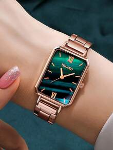 YOLAKO1 1 件女士石英简约罗马表盘手表，适合作为送给家人和朋友的礼物，适合母亲节礼物、生日礼物和日常佩戴。 - 玫瑰金 - 查看 1