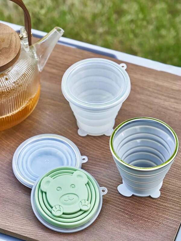 1 pezzo Cuscino retrattile portatile da esterno con impugnatura a forma di , cup d'acqua portatile per il viaggio, lavabile, in silicone per la moda da viaggio