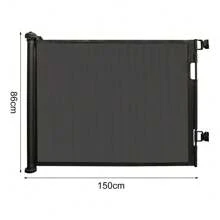 Retractable Gate 0-150 Cm, Extendable Child Gate, One-Handed Dog Gate, For Stairs, Hallways, Kitchen, Indoors And Outdoors - 黑色 - 查看 10