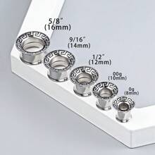 2PCS 316L Stainless Steel Meander Ear Tunnels Plugs Stretcher Studs Piercing Women Men Body Jewelry Unisex Hip-Hop Punk Style