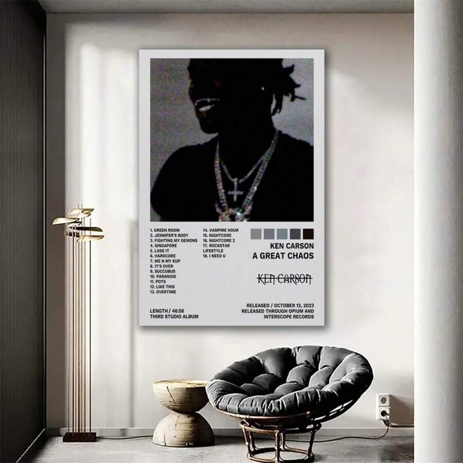 1 Stück Ken Poster Carson A Great Chaos Musikalbum Cover Poster, Bilder, Drucke, Leinwandmalerei, Poster-Wandkunst Bild für Wohnzimmer, Zuhause, Dekoration, Schlafzimmer, Büro, Bar, Ästhetische Dekoration, ohne Rahmen