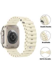 1 件男女通用运动海洋风格表带,兼容 49 毫米 46 毫米 45 毫米 44 毫米 42 毫米 41 毫米 40 毫米 38 毫米系列 10、SE、9、8、7、6、5、4、2、1 - 乳白 - 查看 4