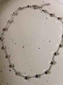 Vintage Y2K Ästhetik Pentagramm Stern Anhänger Silber Farbe Choker Kette Halskette für Frauen Coole Hip Hop Schmuck Charm Accessoires - Verschiedenfarbig - Übersicht 11