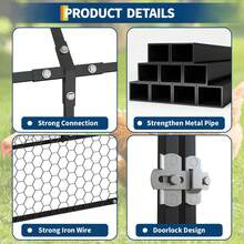 Large Metal Chicken Co Op With Waterproof And Anti-UV Cover, 120" X40" X40" Chicken Run With 3 Doors, Outdoor Hen House For Yard, Walk In Poultry Cage For Rabbit Duck Goose Metal Chicken Co Op, 120" X40" X40" Large Chicken Run   With 3 Doors, Chicken Run For Yard With Waterproof And Anti-UV Cover, Walk In Poultry Cage For Rabbit Duck Goose - 黑色 - 查看 7