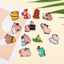 可爱的水豚河豚DIY吊坠首饰套装，可用于制作手链、项链和其他首饰。适合DIY爱好者。也非常适合馈赠亲朋好友。