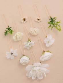 Bộ 12 kẹp tóc và phụ kiện cô dâu tối giản, thanh lịch, phù hợp cho tiệc tùng, đám cưới, ngày Valentine. - Nhiều màu - Xem 3