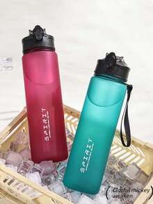 1 件，750 毫升便携式磨砂塑料运动水壶，防漏，PC 材质，带硅胶吸管和提绳，适用于健身房和户外活动、旅行、学校办公室 - 彩色 - 查看 3