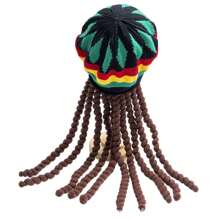 Europäischer und amerikanischer Woll-Perückengeflecht-Baskenmütze, gehäkelte Jamaika Regenbogen-Mütze, Halloween Reggae zerzausten Geflecht-Hut, Cos gefälschter geflochtener Baskenmütze, Jamaika Reggae Hut, Halloween Männer Baskenmütze Perücke