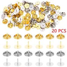 20/50Sets Brooch Pin Holder Tie Badge Back Replacement Flat Base Stabbing Butterfly Clasps For DIY Jewelry Making Accessories Gold 25pcs Silver 25pcs