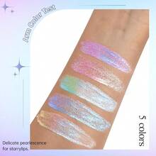 5 Colors Liquid Glitter Eyeshadow Set Chameleon Metallic Shimmer Diamond Eyeliner Sparkle Eyeshadow Waterproof Long Lasting Holographic Eye Brightener Chrome Highlighter Makeup - 5Màu sắc - Xem 4