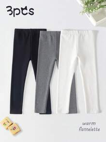 3 件套女童厚款过鞋及踝长打底裤，适合秋冬季女童，简单纯色百搭