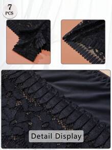 7 szt. seksownych, wyciętych kokardek w połowie talii, damskie, płaskie, kątowe majtki, dojrzałe, urocze, retro, romantyczne, francuskie, lekkie, miękkie, swobodne i wygodne, całoroczne, odpowiednie do domu, na zewnątrz, na wędrówki i na prezent