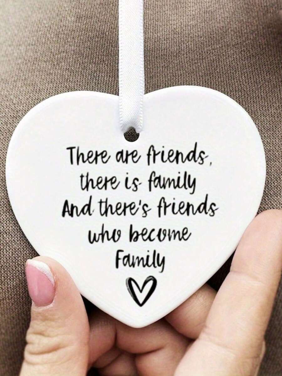 1pc Friends Who Are Family Keepsake, Gift For Bestie, Gift For Life Long Friend, Best Friend Gifts, Family Friend Quote Gift, Friendship Gift ,Valentine's Day ,Valentines Decorations ,Valentines Gifts,Home Decor ,Room Decor,Wall Decor Birthday Graduation - White - View 1