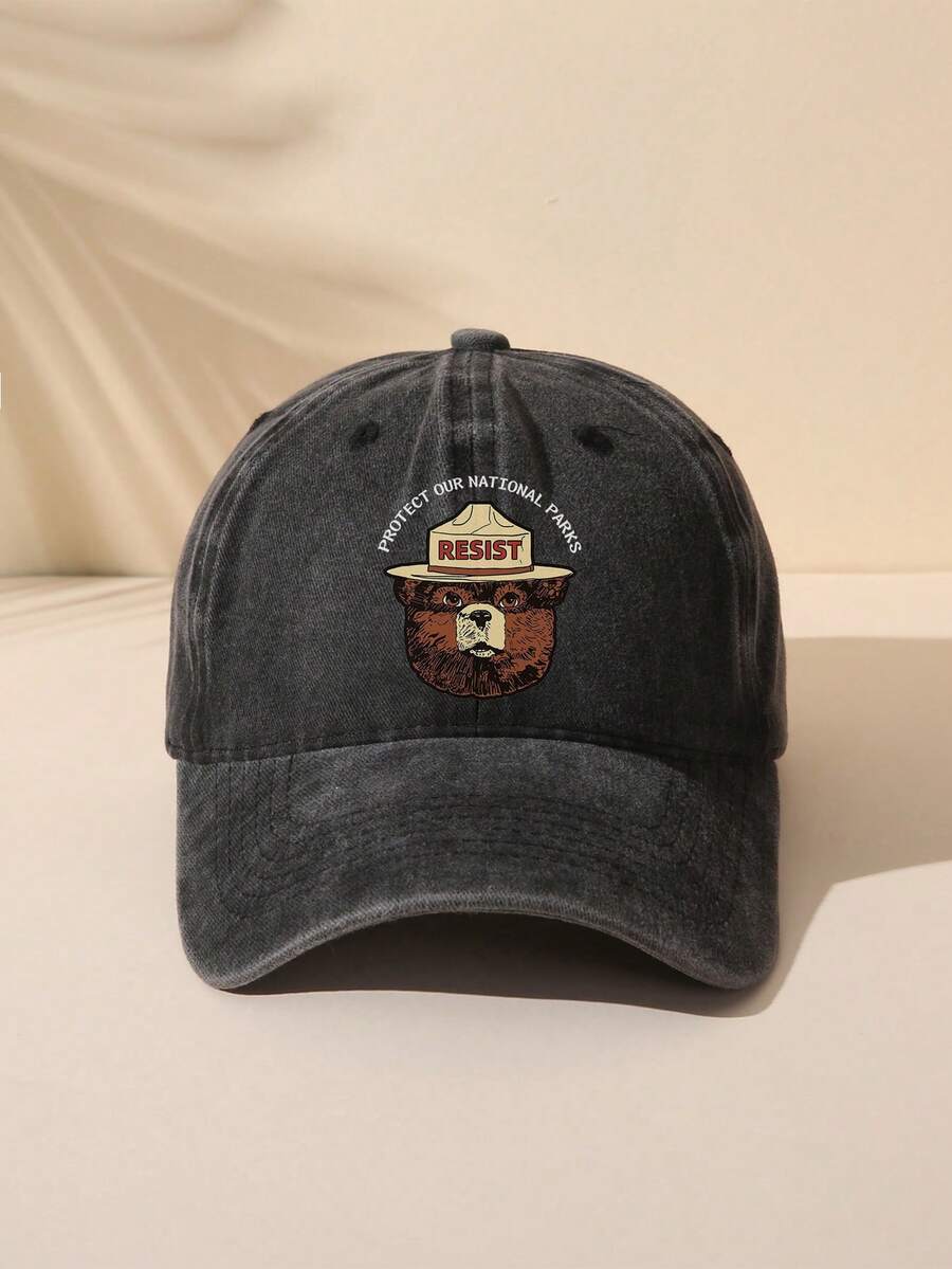 1 件卡通可爱涤纶水洗牛仔装饰棒球帽，春夏秋季户外休闲女款