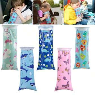 10件套青少年汽车呕吐袋一次性恶心呕吐旅行袋，配有可爱独角兽防漏自封呕吐袋，适合儿童和孕妇女孩、跑车、公交车、晕车出租车、飞机