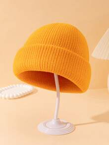 [85g Circunferencia de cabeza grande de alta calidad] Gorro grueso de punto de unicolor para hombres, gorro de punto versátil y de moda simple, sombrero de invierno cálido adecuado para otoño/invierno, uso diario y salidas de otoño - color sólido - Ver 4