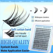 MWispy Lash Clusters Natural Lashes Clusters Wispy Eyelash Clusters CD Curl Cluster Eyelash Extensions DIY Individual Lashes Invisible Band Lash Extension Fluffy Eyelashes Clusters8001 - Black - View 2