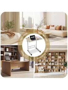 Laptop Table With Wheels And Adjustable Height/60x40x90cm - Beige - View 6