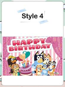 Fondo de fotografía de la casa de dibujos animados Bluey, fondo exterior con cielo azul y camión, decoración de fiesta de mascotas, banner de fondo perfecto para photocall de fiesta de cumpleaños, props de estudio, fondo de feliz cumpleaños, ducha hawaiana, fondo hawaiano con globos, fondo de dibujos animados, banner de decoración de fiesta - Multicolor - Ver 7