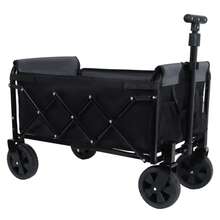 All-In-One Convertible Folding Camping Wagon Cart: Bench Seat, Storage Compartment & Included Dog Tether, Beige/Brown - 黑色 - 查看 7