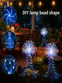 户外防水太阳能鞭炮灯，太阳能烟花灯，垂柳灯，LED蒲公英星光仙女灯，花园氛围装饰，适用于庭院、小径、露台、花坛、露营、派对装饰 - 太陽能煙火燈 - 查看 3