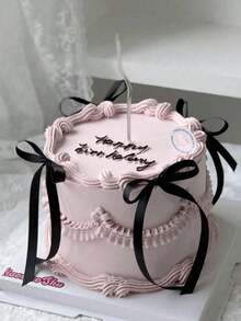 10pcs Ribbon Bow Cake Decorations, Silk Cake Skirt, Graduation Cake Toppers, Birthday Party Table Decorations,Birthday Cake Topper Balletcore Birthday Cake Topper Black Bow Ribbon Cake Decoration For Birthday Shower Wedding Party - Multicolor - View 3