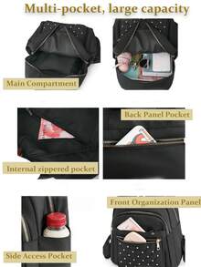 Functional Backpack For Women, Business Casual Commuting Travel Backpacks, Cute Multi-Compartment Versatile Computer Daypack, Portable Campus School Bag For Junior High School And College Students, School Backpack, Elementary School, Middle School, High School, Back To School Bags, Waterproof, Lightweight, Classic Casual, Suitable For Teen Girls Women College Students, Teacher, Perfect For Back To School, First Day Of School, Middle School, High School - 彩色 - 查看 6
