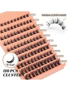 Pestañas postizas en racimos de 8-16 mm de grosor/densidad, inspiradas en el anime, con segmentos de estilo europeo y americano, autoadhesivas, racimos de pestañas, pestañas individuales, pestañas postizas - Negro - Ver 4