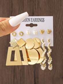 22/12/10pcs Vintage Punk Style Women Earrings Set, Exaggerated Geometric Stud Earrings And Dangle Earrings, Versatile For Daily Wear Or Gift, Charming Jewelry