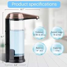 17oz Automatic Liquid Soap Dispenser, Touchless Battery Operated Hand Soap Dispenser With Adjustable Soap Dispensing Volume Control Dial, Personal Care Dispenser (Antique Copper),8802336 - Xanh và trắng - Xem 5