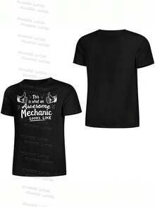 Tops de verano para mujer, camisas 100% algodón para mujer, regalos para el día de la madre para tallas S-2XL, regalos de cumpleaños para mujer, aspecto de mecánico, camiseta de mecánico, camiseta de mecánico diésel - Negro - Ver 3