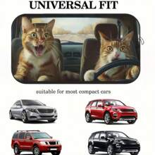 Funny Cat Car Sun Visor, Made Of Polyester Fiber, Fits Various Car Front Windshield, Blocks UV Rays And Decorates Interior, Keeps Your Car Cool, Foldable And Easy To Store