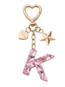 1pc Cute Bling Keychain Initial Letter Butterfly Star Pink Gift For Women Girls Bag Purse Handbags School Bag Car Key Cup Charms Accessories Car Accessories Goth Y2k