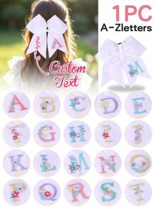 1pc 26Letters Back To School Customized Text Name Bow Hair Ring,Personalized Solid Color Embroidered 26 Letters Decoration Bow Hair Ring,Fashion Unique Hair Accessories For Girls Back To School Gifts, Daily Use - 彩色 - 查看 1