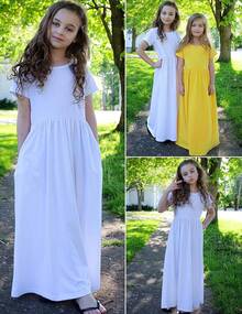 2025 BestArshiner Girls Maxi Dress Long/Short Sleeve Casual Holiday Dress With Pockets For 5-13 Years